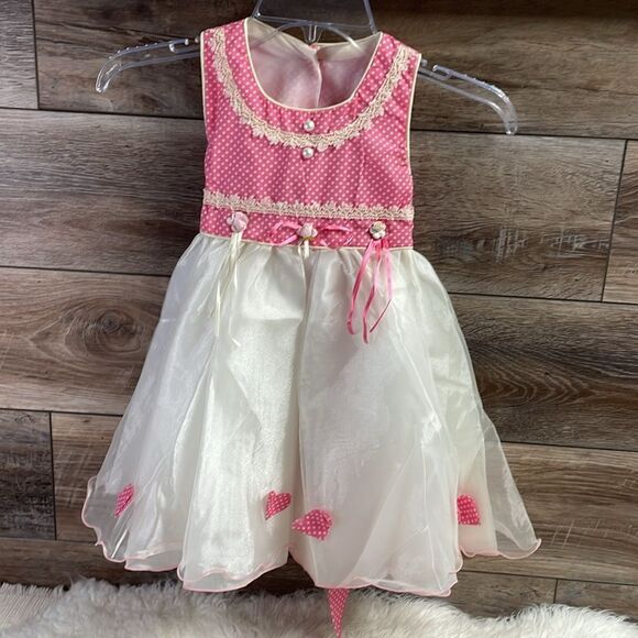 MARAVILL2 Girls Pink and White Polka Dot Tulle Fancy Dress Size 4 - Picture 3 of 8